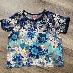 Johnny Was Multicolor Floral Short Sleeve Top